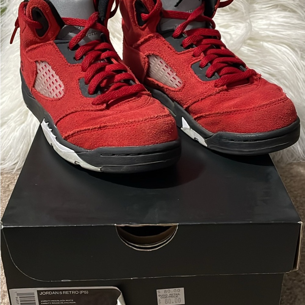 Kids Red Air Jordan Retro 5 Sneakers